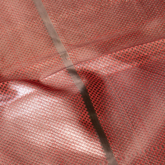 [訳あり]〔1m切り売り〕インドの伝統模様布 - ドット柄 海老茶〔幅114cm〕 3 - ワケあり部分の拡大写真です
