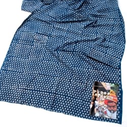 〔90cm切り売り〕インディゴブルーの伝統泥染め布 - 小花柄〔幅約113cm〕 - サブ2