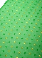 〔1m切り売り〕金糸コイン柄のシフォン生地布〔幅約111cm〕 - 緑の商品写真