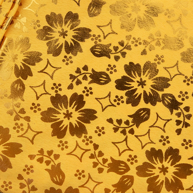 〔90cm程度〕インドの伝統柄ゴールドプリント布〔幅約100cm〕 - 黄色 8 - 選択2