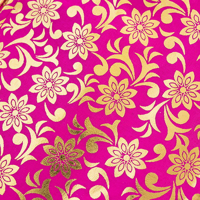 〔1m〕インドの伝統柄ゴールドプリント布〔幅約100cm〕 - ピンク 8 - 選択2