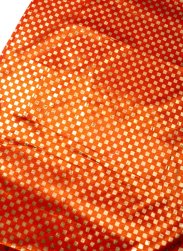 〔1m単位切り売り〕市松模様ゴールドプリント光沢布〔幅約105cm〕 - オレンジ