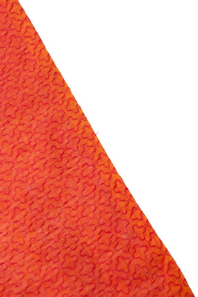 〔1m単位切り売り〕インドのシンプルコットン布 - 小花オレンジレッド 〔幅約110cm〕 4 - 端の部分はこのようになっています。