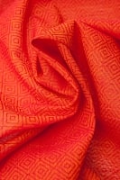 〔1m切り売り〕インドのシンプルコットン布 - 菱形オレンジ 〔幅約110cm〕の商品写真