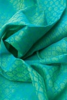 〔1m切り売り〕インドのシンプルコットン布 - 編み模様ブルーグリーン 〔幅約110cm〕の商品写真