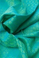 〔1m単位切り売り〕インドのシンプルコットン布 - 編み模様ブルーグリーン 〔幅約110cm〕の商品写真