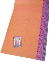 〔1m切り売り〕南インドのハーフボーダー・シンプル・コットン生地 - オレンジ×紫ペイズリー〔幅約110cm〕の商品写真