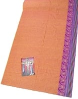 〔1m単位切り売り〕南インドのハーフボーダー・シンプル・コットン生地 - オレンジ×紫ペイズリー〔幅約110cm〕の商品写真