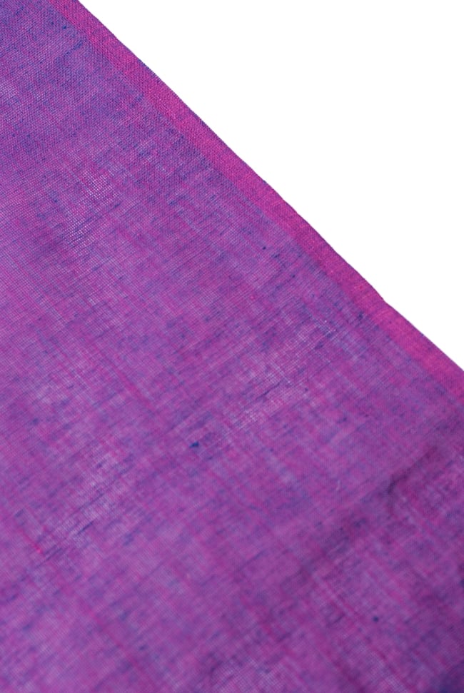 〔1m切り売り〕南インドのハーフボーダー・シンプル・コットン生地 - 紫×青象さん〔幅約110cm〕 4 - 反対側の端の処理の様子です。