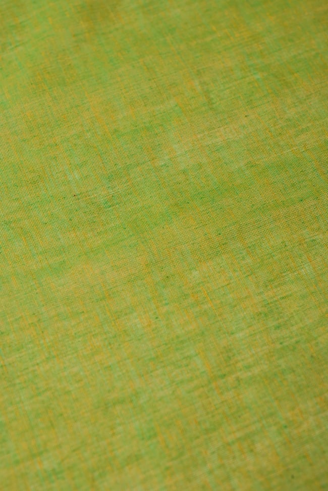〔1m切り売り〕南インドのハーフボーダー・シンプル・コットン生地 - 黄緑×グリーン〔幅約108cm〕  2 - 少し離れてみてみました。