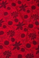 〔1m切り売り〕南インドの花柄コットン布 - 赤 〔幅約113cm〕の商品写真