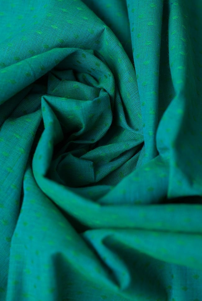〔1m単位切り売り〕南インドのハーフボーダー・コットン生地 -  - 青緑〔幅約109cm〕 4 - 陰影をつけるととても素敵な色合いですね。