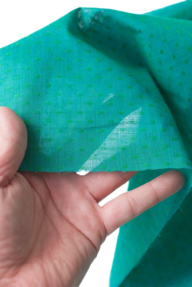 〔1m単位切り売り〕南インドのハーフボーダー・コットン生地 -  - 青緑〔幅約109cm〕 5 - さまざまな手芸へ。想像が広がる布です。
