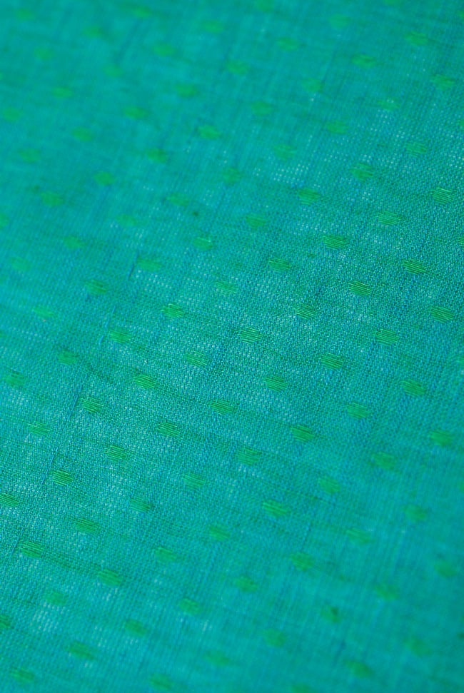 〔1m切り売り〕南インドのハーフボーダー・コットン生地 -  - 青緑〔幅約109cm〕の写真1枚目です。インドらしい味わいのある布地です。切り売り,量り売り布,アジア布 量り売り,手芸,裁縫,生地,アジアン,ファブリック