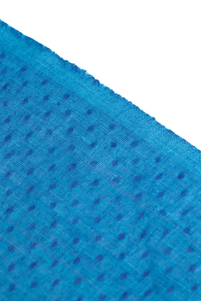 〔1m単位切り売り〕南インドのハーフボーダー・コットン生地 -  - 水色〔幅約112cm〕 3 - 端の部分の処理です。