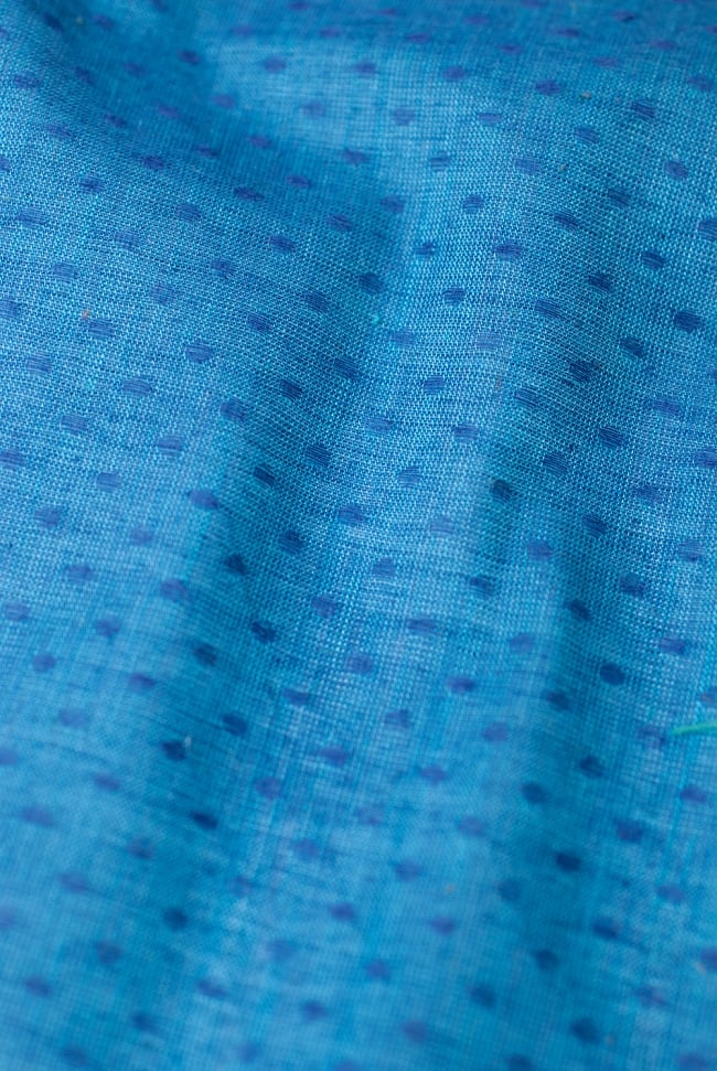 〔1m切り売り〕南インドのハーフボーダー・コットン生地 -  - 水色〔幅約112cm〕の写真1枚目です。インドらしい味わいのある布地です。切り売り,量り売り布,アジア布 量り売り,手芸,裁縫,生地,アジアン,ファブリック