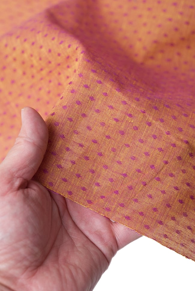 〔1m切り売り〕南インドのハーフボーダー・コットン生地 -  - 黄・ピンク系〔幅約109cm〕 5 - さまざまな手芸へ。想像が広がる布です。