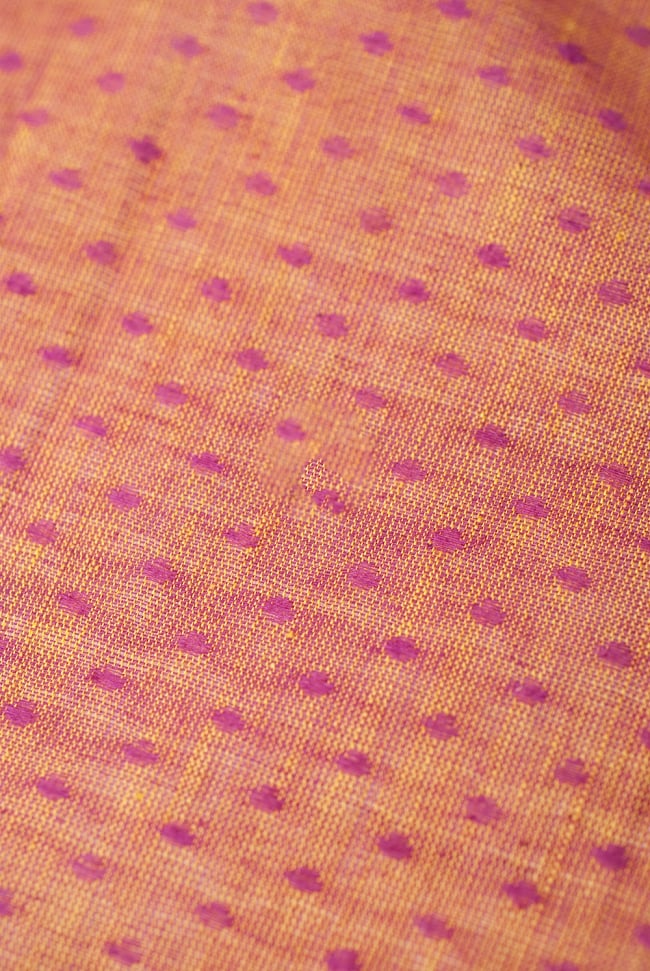 〔1m切り売り〕南インドのハーフボーダー・コットン生地 -  - 黄・ピンク系〔幅約109cm〕の写真1枚目です。インドらしい味わいのある布地です。切り売り,量り売り布,アジア布 量り売り,手芸,裁縫,生地,アジアン,ファブリック