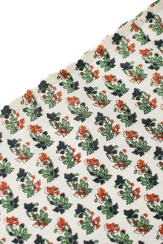 〔1m単位切り売り〕南インドのウッドブロックプリント布〔幅約112cm〕 3 - 端の部分の処理です。