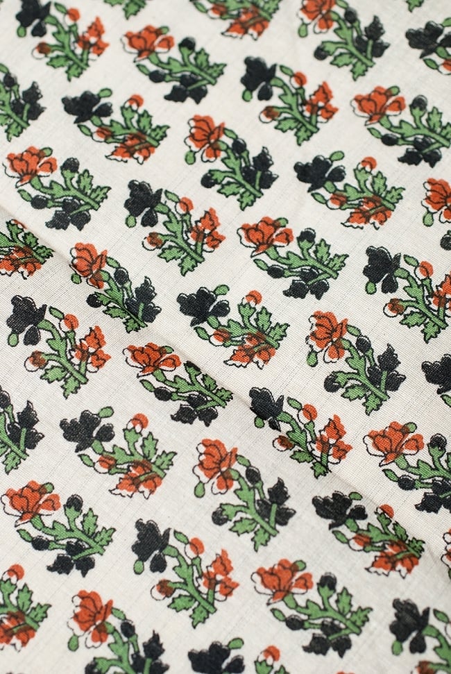 〔1m単位切り売り〕南インドのウッドブロックプリント布〔幅約112cm〕の写真切り売り,量り売り布,アジア布 量り売り,手芸,裁縫,生地,アジアン,ファブリック