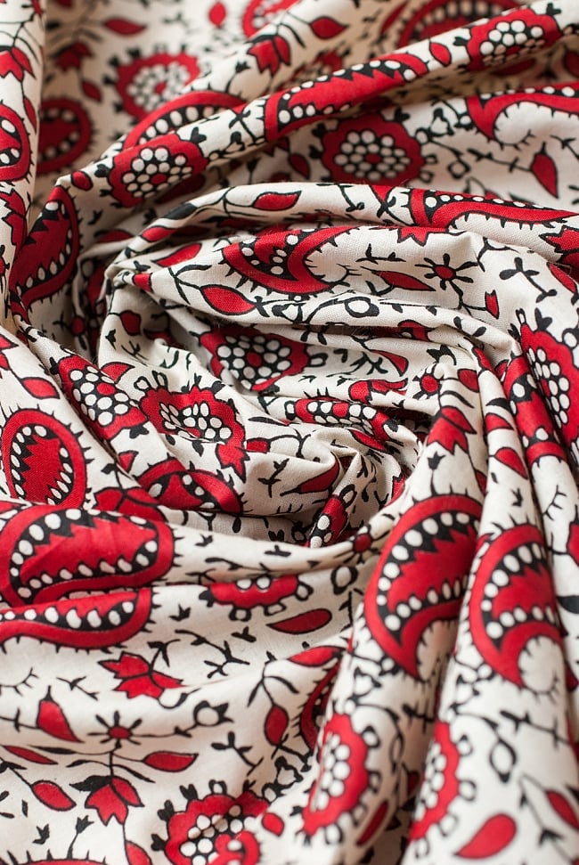 〔1m切り売り〕インドの伝統模様 セリグラフィープリント布〔幅約107cm〕 4 - 陰影をつけるととても素敵な色合いですね。