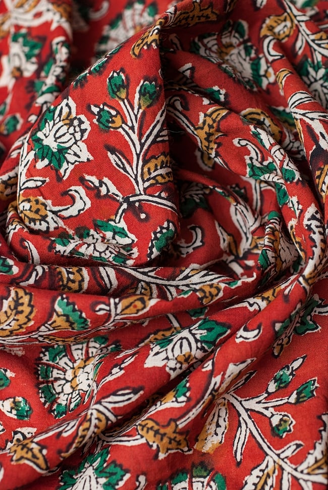 〔1m単位切り売り〕南インドの花柄コットン布〔幅約112cm〕 4 - 陰影をつけるととても素敵な色合いですね。