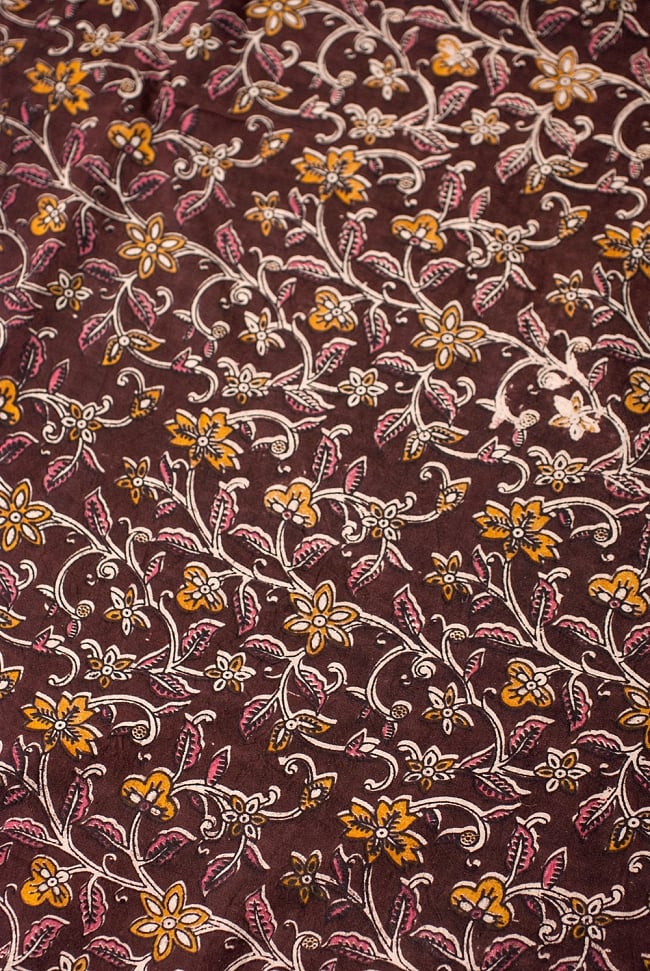 〔1m単位切り売り〕南インドの花柄コットン布〔幅約119cm〕の写真切り売り,量り売り布,アジア布 量り売り,手芸,裁縫,生地,アジアン,ファブリック