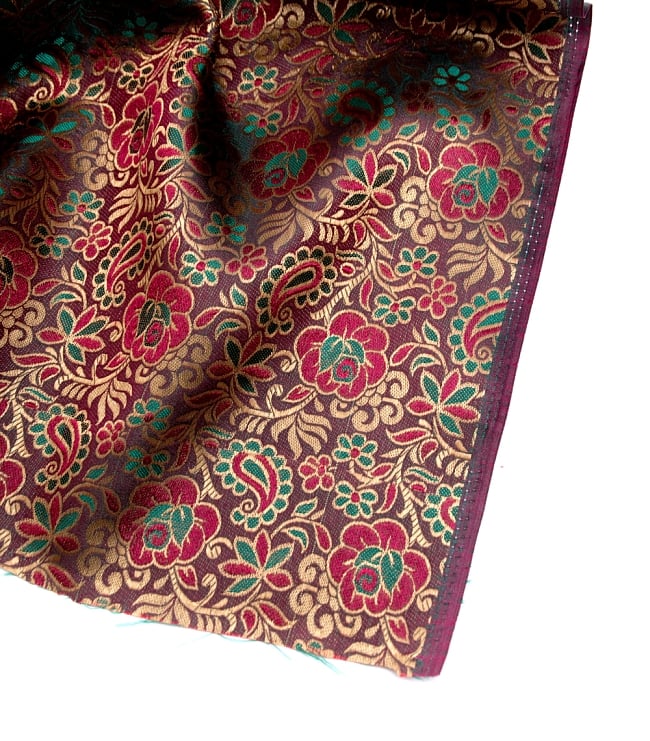 〔1m切り売り〕インドの伝統模様布〔114cm〕 - マルーン 4 - フチの写真です