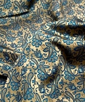 〔1m切り売り〕インドの伝統模様布〔93cm〕 - ゴールドとブルーの商品写真