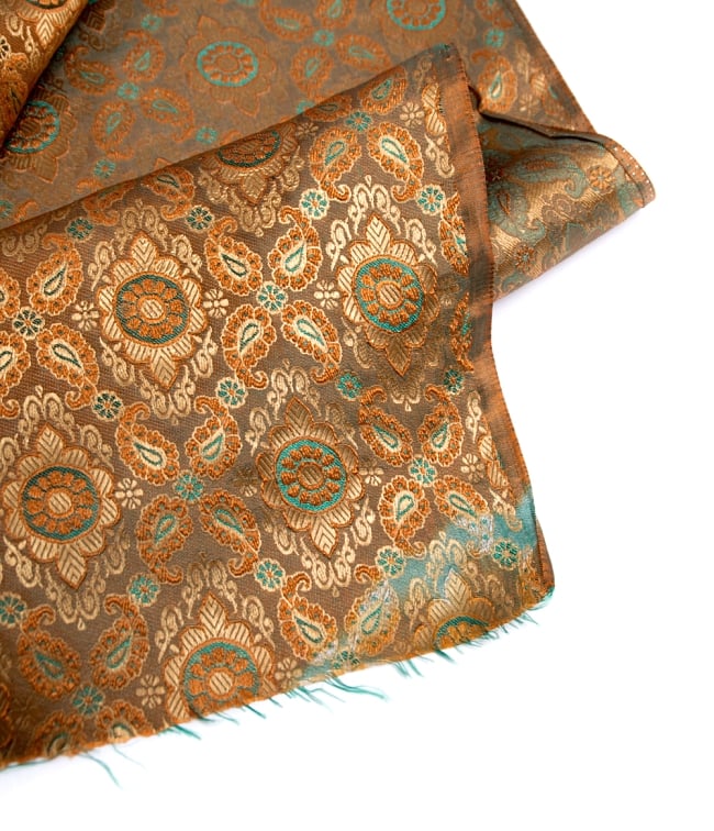 〔1m切り売り〕インドの伝統模様布〔113cm〕 - 黄土色 4 - フチの写真です