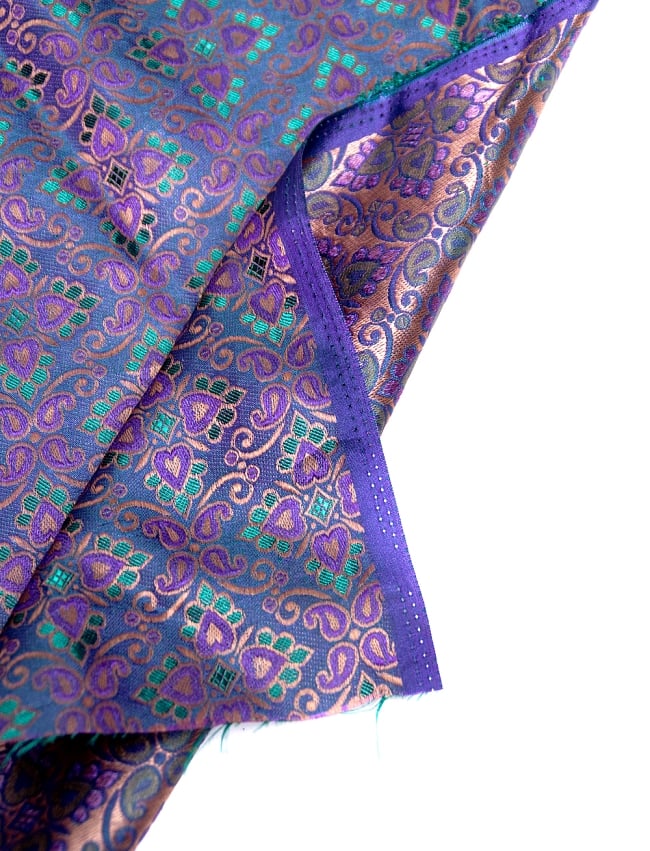 〔1m切り売り〕インドの伝統模様布〔113cm〕 - パープル 4 - フチの写真です