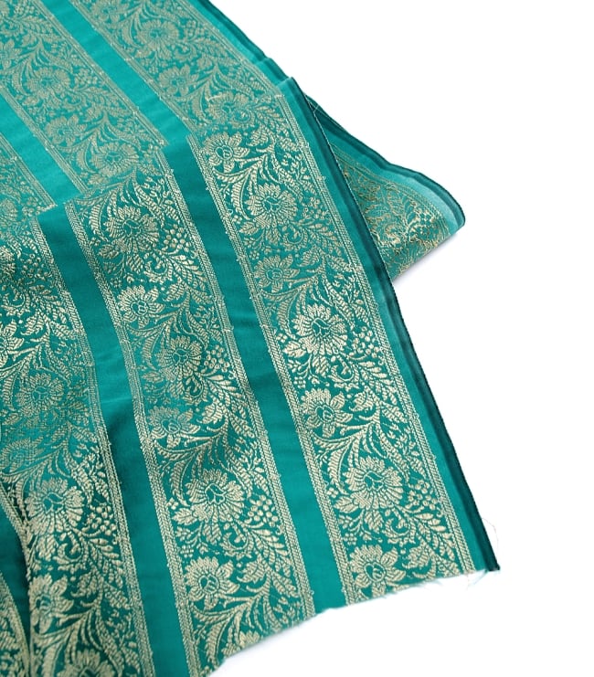 〔1m切り売り〕インドの伝統模様布〔106cm〕 - 青緑系 4 - フチの写真です