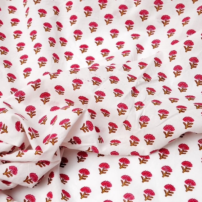 〔1m単位切り売り〕インドの伝統模様 セリグラフィープリント布〔109cm〕 3 - 拡大写真です。独特な雰囲気があります。