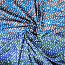 〔90cm切り売り〕インディゴブルーの伝統泥染め布 - ボタニカル柄〔幅約109cm〕 - サブ4