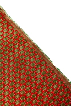 〔1m単位切り売り〕インドの伝統模様布 赤地に花模様〔幅約115cm〕 - サブ4