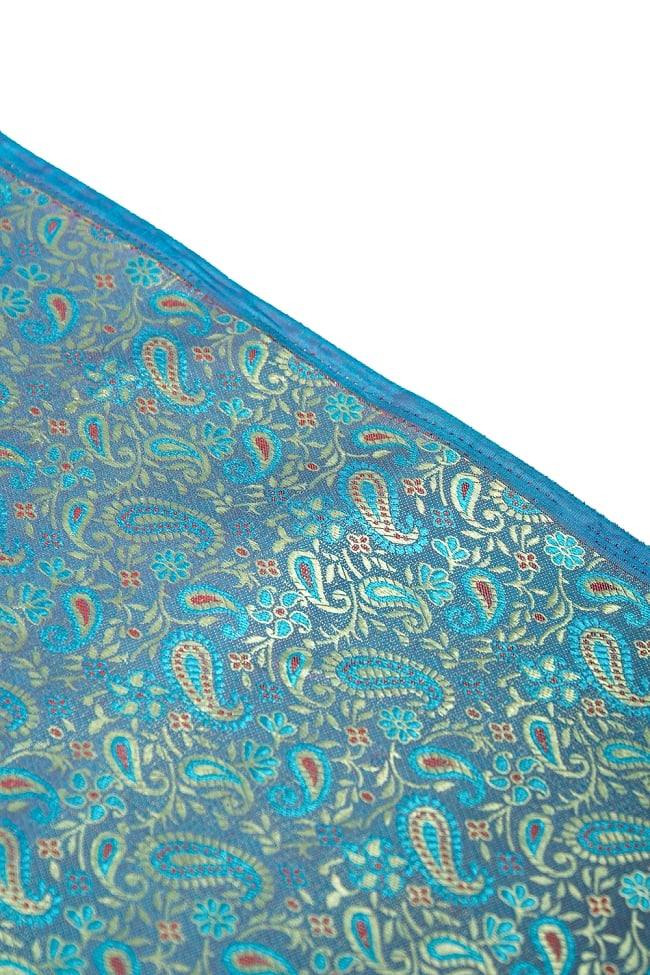 〔1m切り売り〕インドの伝統模様布 ピンク＆水色〔幅約113cm〕 4 - 端の部分の処理になります。