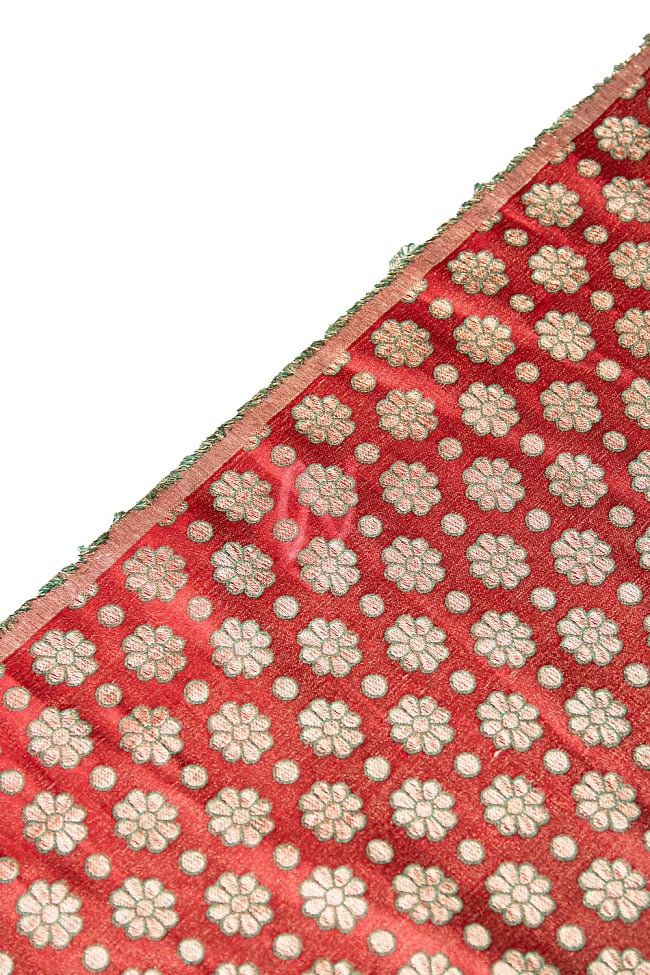 〔1m単位切り売り〕インドの伝統模様布 パープル・ピンク&フラワー〔幅約115cm〕 4 - 端の部分の処理になります。