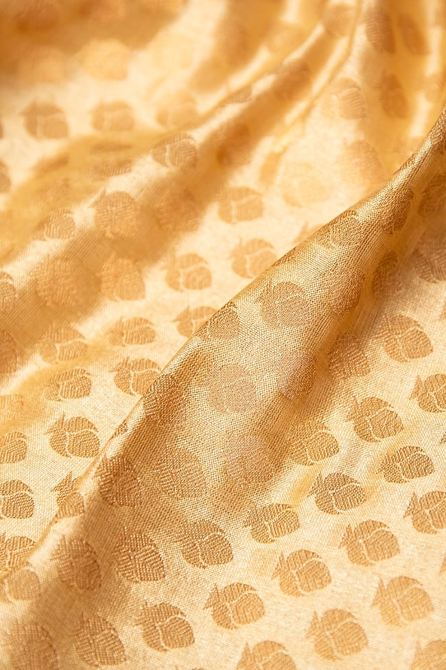 〔1m切り売り〕インドの伝統模様布 シャイニングイエロー〔幅約112cm〕 3 - 接写での撮影になります。