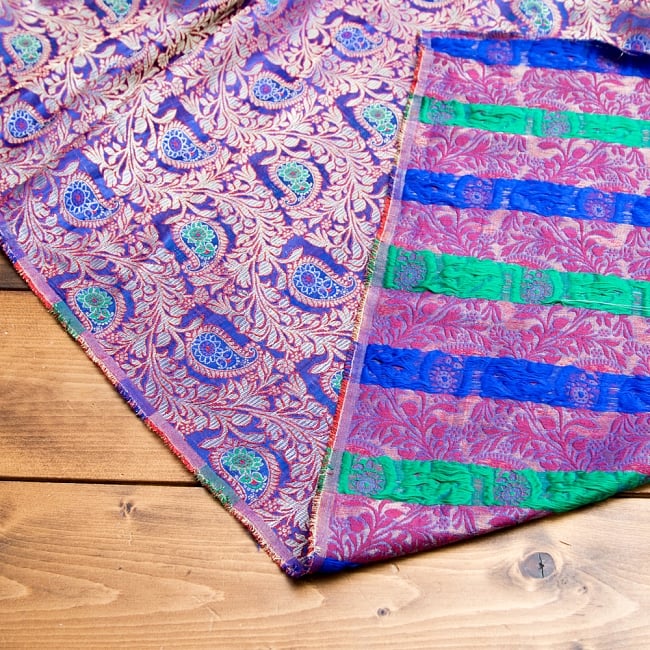 〔1m切り売り〕インドの伝統模様布〔幅約110cm〕 青系 4 - 裏面はこうなっております。