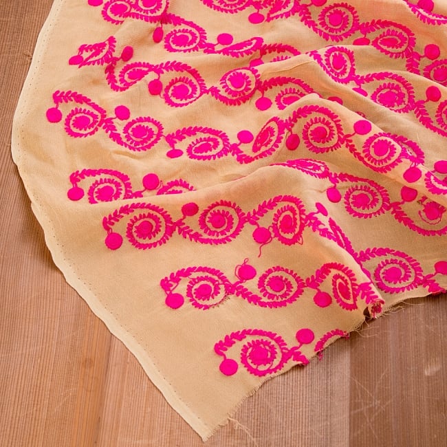 〔1m切り売り〕ラジャスタンの更紗模様刺繍布〔幅：約102cm〕 5 - 縁の部分です