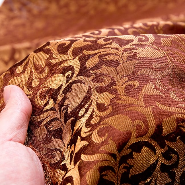 〔1m切り売り〕インドの伝統模様布〔幅約111cm〕 - ブラウン 6 - 生地の拡大写真です