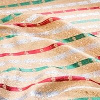 〔1m切り売り〕インドの伝統模様布〔幅約120cm〕 - 黄×緑×赤×銀の商品写真