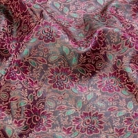 〔1m切り売り〕インドの伝統模様布〔幅約119cm〕 - 赤紫×グリーンの商品写真