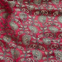 〔1m切り売り〕インドの伝統模様布〔幅約110cm〕 - レッド×グリーンの商品写真