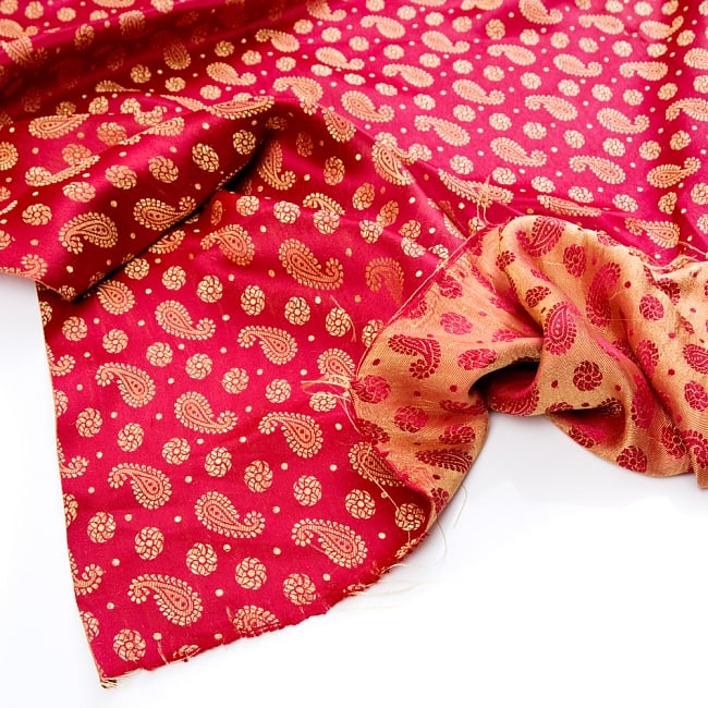 〔1m切り売り〕インドの伝統模様布〔幅約115cm〕 - レッド 5 - フチの写真です