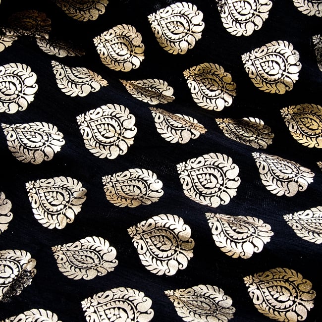 〔1m切り売り〕インドの伝統模様布〔幅約112cm〕各色あり 10 - 選択：C　ブラック