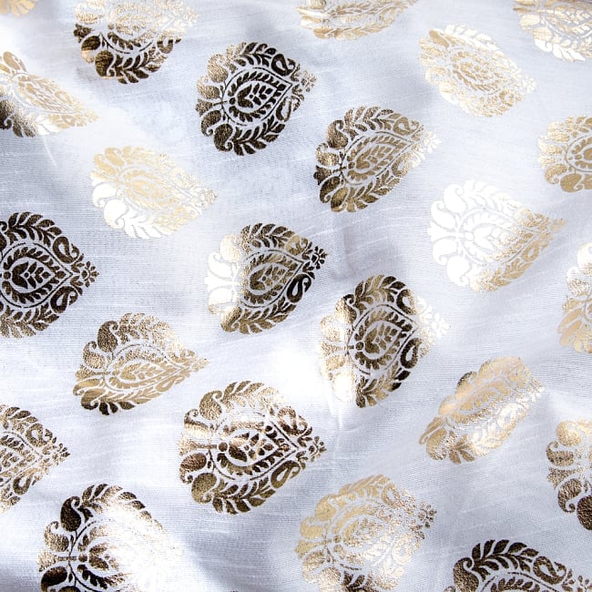 〔1m切り売り〕インドの伝統模様布〔幅約112cm〕各色あり 12 - 選択：E　ホワイト