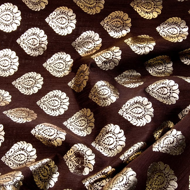 〔1m切り売り〕インドの伝統模様布〔幅約112cm〕各色あり 9 - 選択：B　焦げ茶