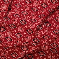 〔1m切り売り〕伝統息づく南インドから　昔ながらの木版染め伝統模様布〔114cm〕 - えんじの商品写真