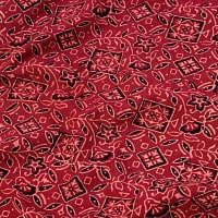 〔1m切り売り〕伝統息づく南インドから　昔ながらの木版染め伝統模様布〔117cm〕 - えんじの商品写真